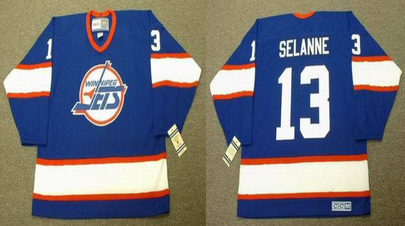 2019 Men Winnipeg Jets #13 Selanne blue CCM NHL jersey